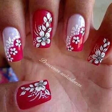 womens sexy red-and-white-nails